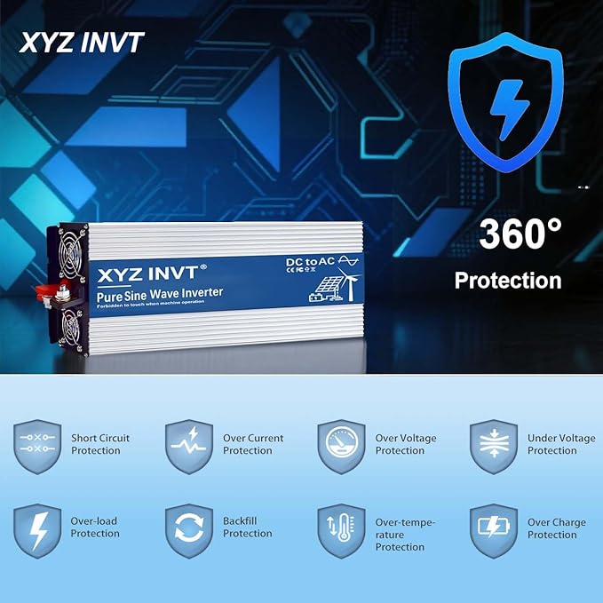 XYZ INVT 4000W Pure Sine Wave Inverter 36V to 120V AC, 8000W Peak Power - Image 4