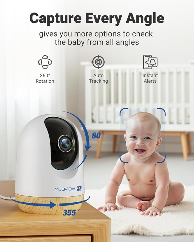 MUBVIEW Pan/Tilt Cameras for Home Security Indoor, 5MP Pet/Cat/Dog Camera - Image 3