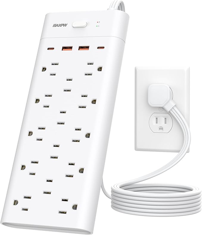 Surge Protector Power Strip Outlet Extender by Maxpw