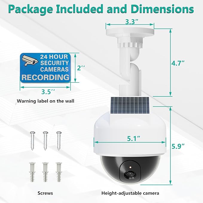 WALI Solar Fake Security Camera, Wireless Dummy Dome Camera Simulated - Image 4