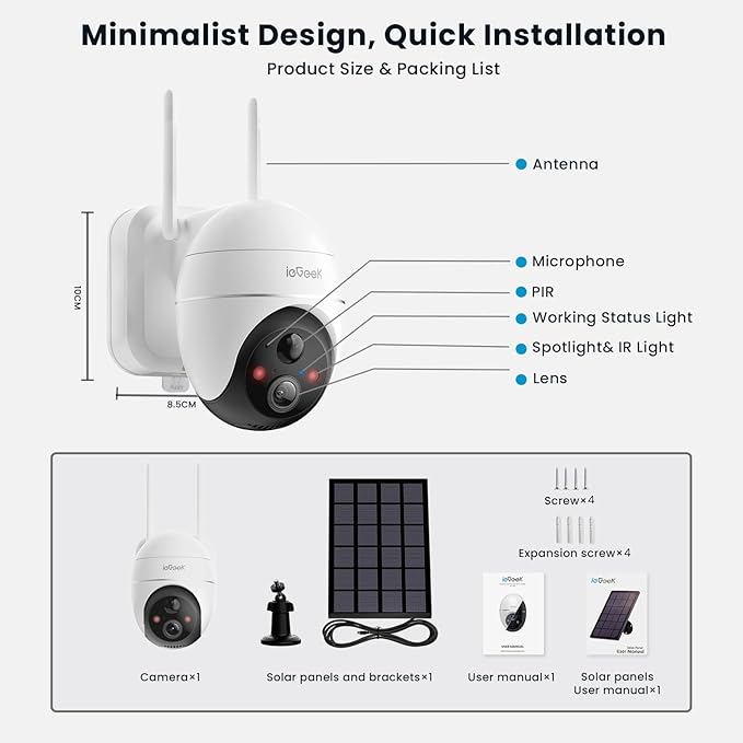 ieGeek 5MP Security Cameras Wireless Outside, Solar Camera Outdoor Wireless - Image 9