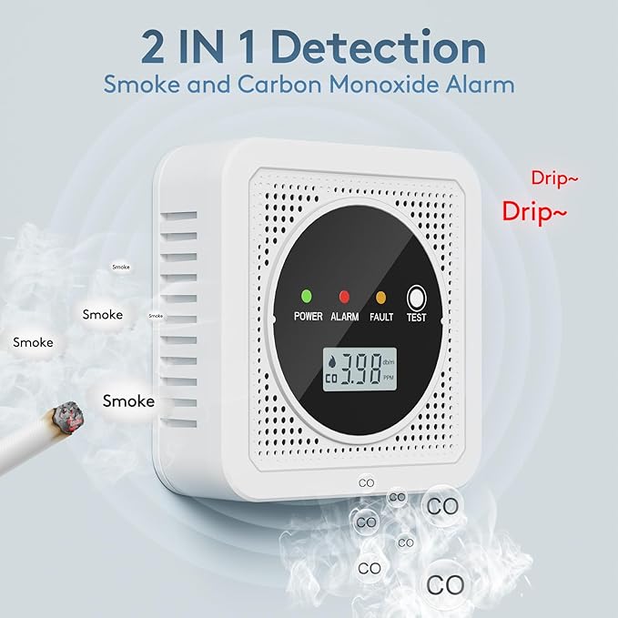 2 in 1, Carbon Monoxide Detectors, Smoke Detector, Smoke Combination CO Alarm - Image 2