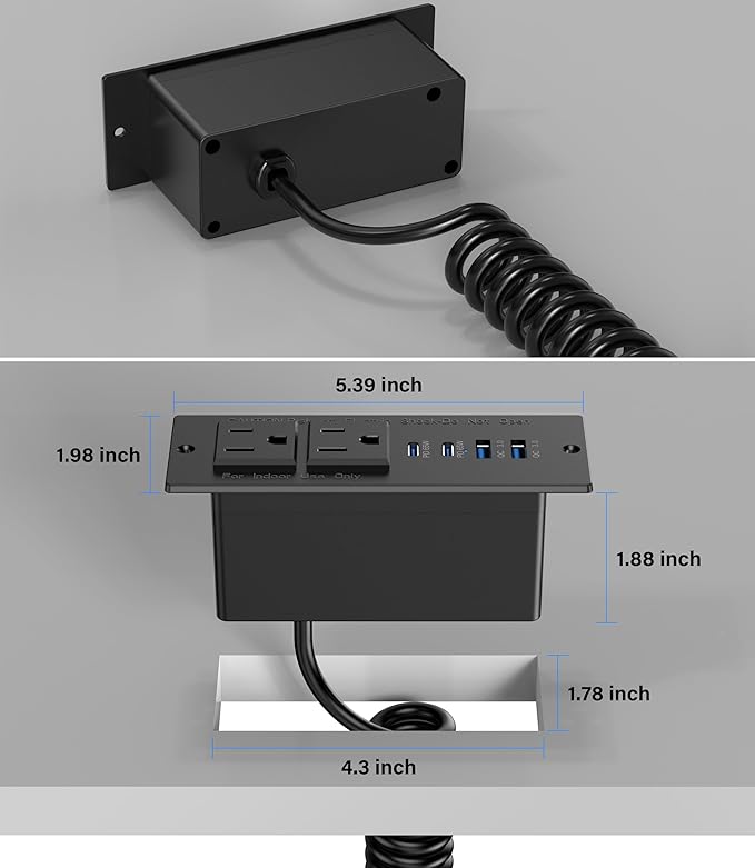Recessed Power Strip USB C 65W Fast Charging Station, in Drawer Outlet - Image 7