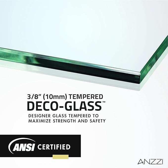 ANZZI 74 X 34 Inch Frameless Fixed Glass Shower Screen Shower Door in Brushed - Image 5