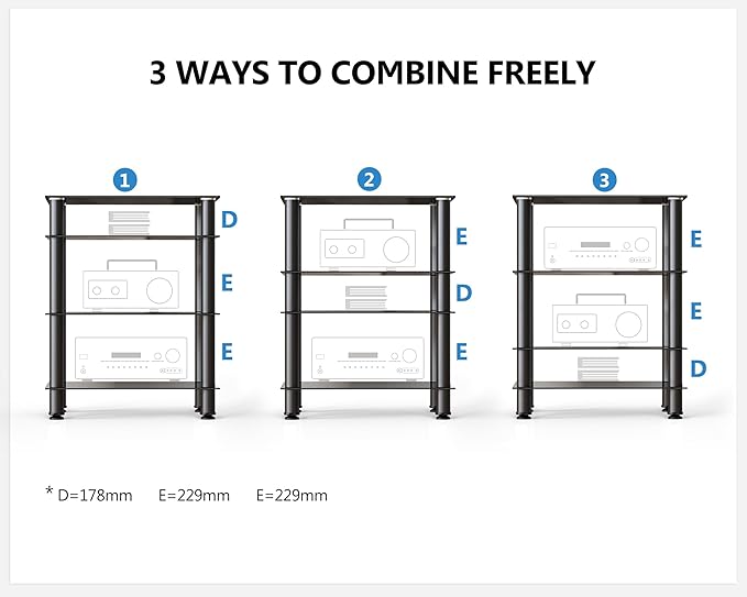 FITUEYES 4-Tier Media Stand Audio/Video Component Cabinet - Image 3