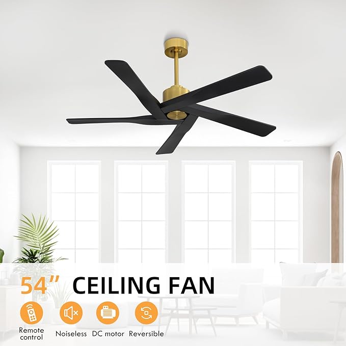 WINGBO 54" ABS DC Ceiling Fan No Light, 5 Blade ABS Plastic Ceiling Fan - Image 8