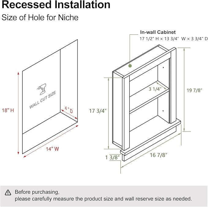 Recessed Medicine Cabinet Inset, Bathroom Wall Niche Insert - Image 2