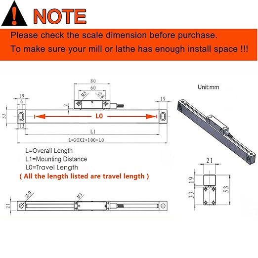 TOAUTO Digital Readout 2 Axis 3 Axis DRO Display Linear Scale 250mm 10" - Image 6