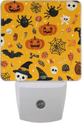 Pigsaly Led Night Light Cute Halloween Pumpkin Witch Hat Bat Skull Spider Web by Pigsaly