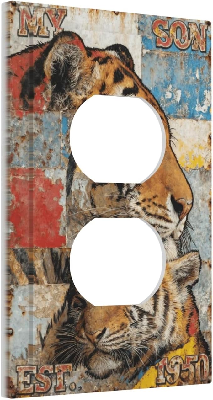 Bvtewkhz Tiger Vintage Duplex Outlet Decorative Outlet Covers Light Switch - Image 2