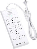 HANYCONY Surge Protector Power Strip 10 Ft, 16 Outlets 4 USB Ports, Flat Plug by HANYCONY