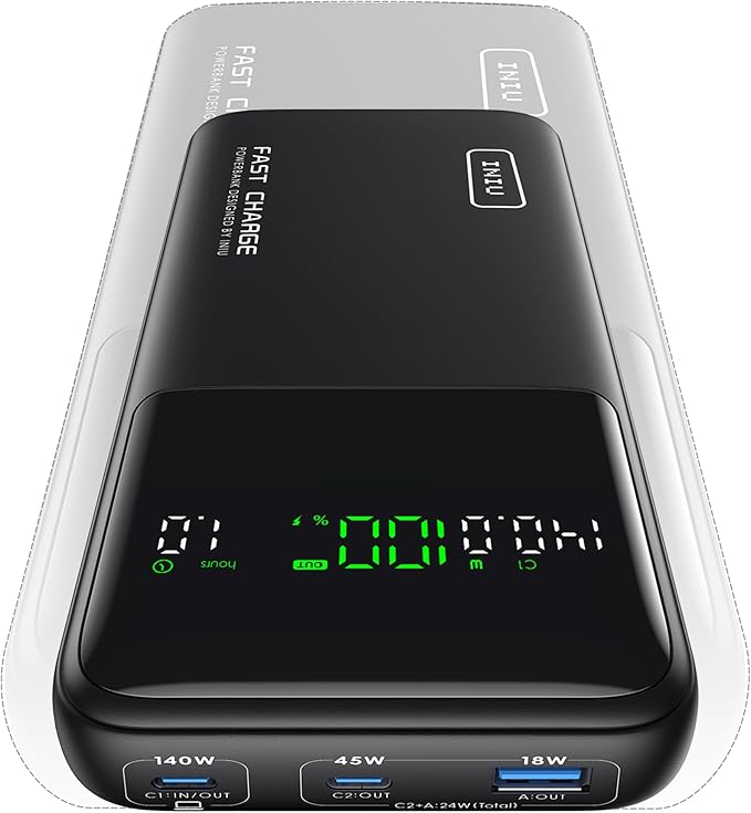 INIU 140W Power Bank, Compact 25000mAh High Capacity Laptop Portable Charger by INIU