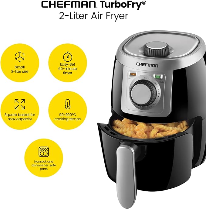 CHEFMAN Small, Compact Air Fryer Healthy Cooking, 2 Qt, User Friendly and - Image 2