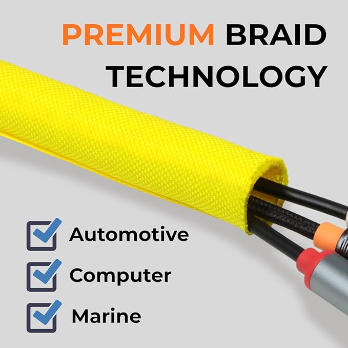 HOLED 3/16 inch Split Braided Cable Management Sleeve - Image 2