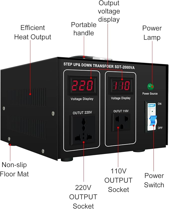 Step UP/Down Transformer 220v to 110v, 2000W 110 to 220 Voltage Converter 120v - Image 2