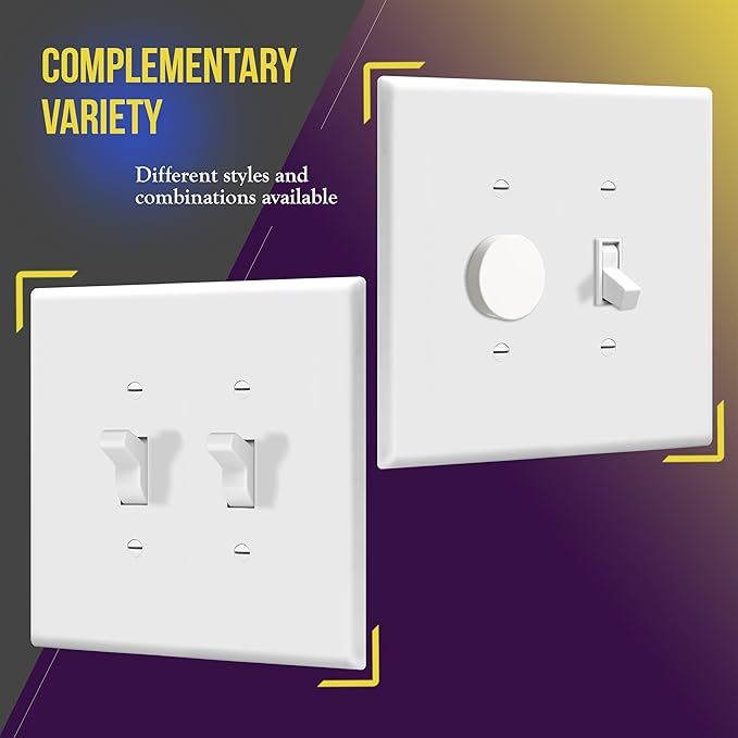 ENERLITES Jumbo Double Toggle Switch Cover, Large Two Gang Light Switch Wall - Image 3