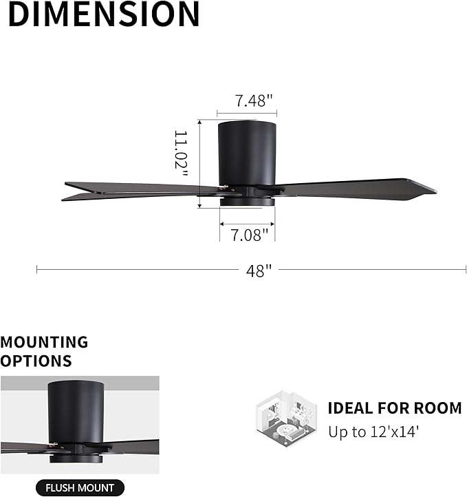 WINGBO 48" DC Flush Mount Ceiling Fan - Image 5