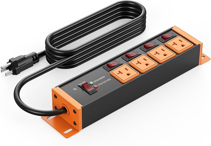 CCCEI Heavy Duty Surge Protector Power Strip 20 Amp Individual Switches. 10FT by CCCEI