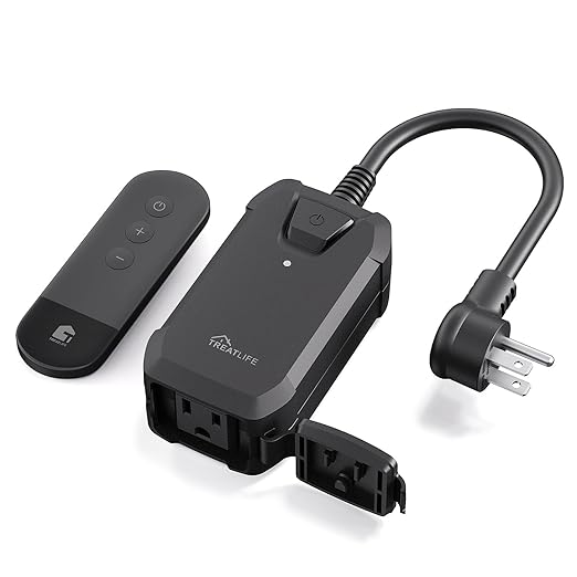 TREATLIFE Dimmer Plug with 100FT Wireless Remote Control, IP44 Weather by TREATLIFE