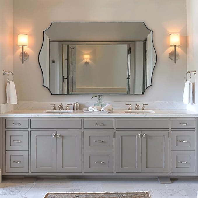 ANDY STAR 30x48 Inch Large Bathroom Mirror, Brushed Nickel Asymmetrical Mirror - Image 9