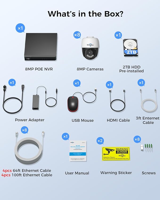 Hiseeu 4K PoE Security Camera System, Human Vehicle Detect, 2-Way Audio - Image 9