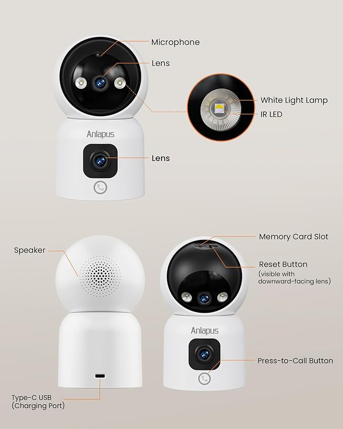 Anlapus 4 x A51D 4MP Dual Lens Indoor Security Camera, Motion Detect, Auto Track - Image 8