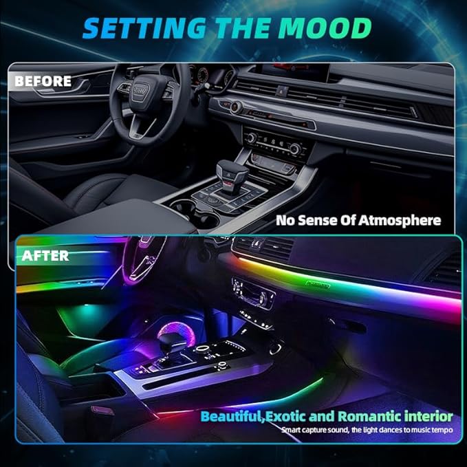 Acrylic Interior Car LED Strip Lights, Colorful 22-in-1 Car Ambient Lighting Kit - Image 7