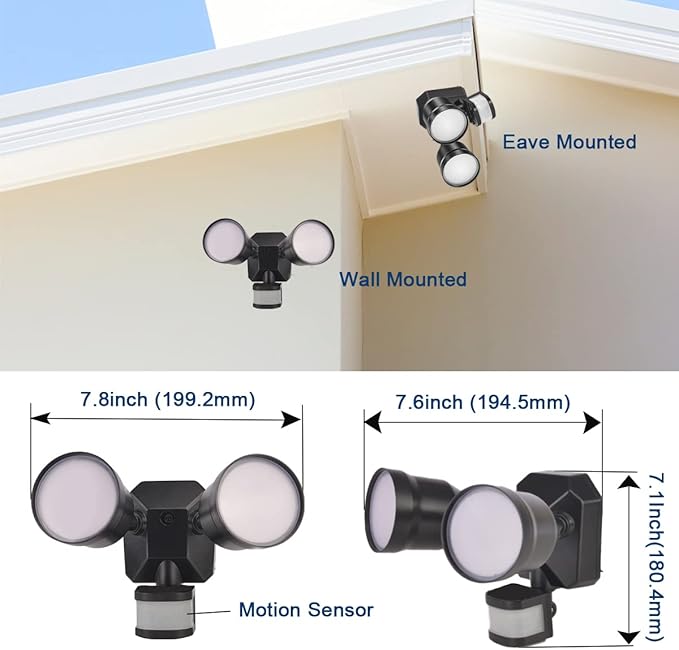 EMANER Motion Sensor Light Outdoor, Dusk to Dawn Floodlight 5000K, 4-Mode - Image 6
