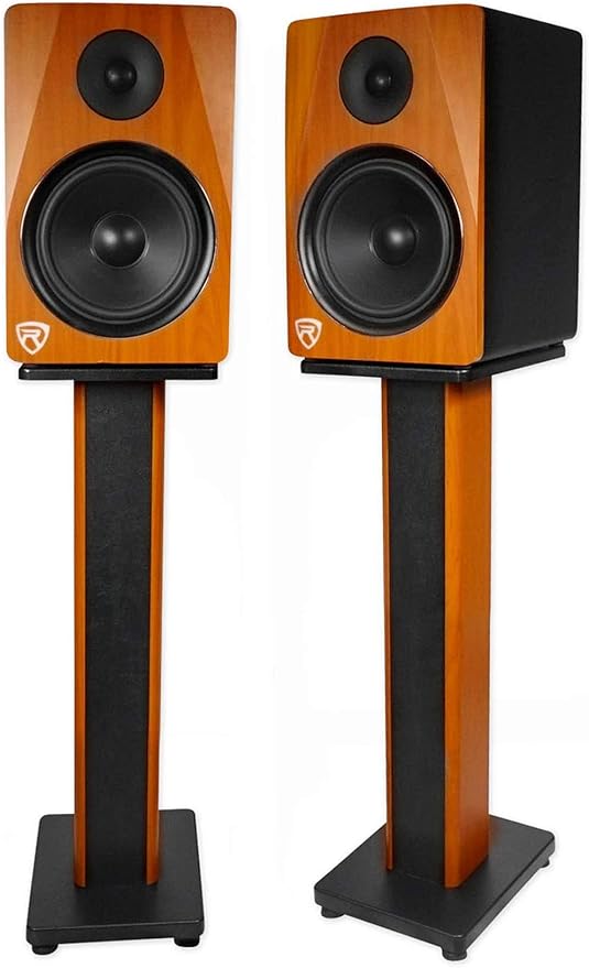 Rockville RHT28C 28" 2-Tone Bookshelf Speaker Stands Surround Sound Home Theater - Image 4