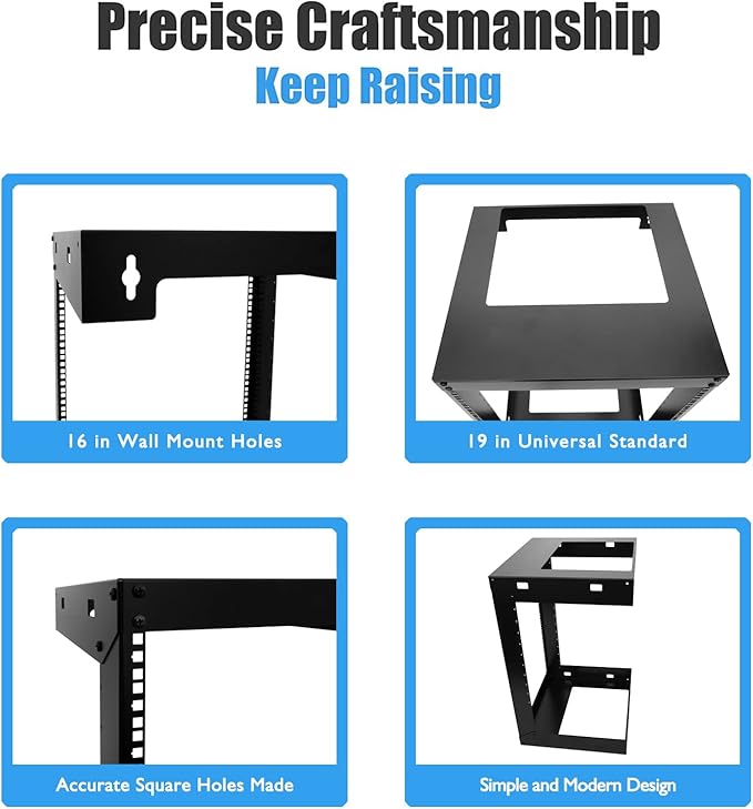Raising Electronics 15U Wall Mount Open Frame 19 Inch Server Equipment Rack - Image 4