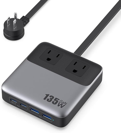 135W Charging Station USB C Power Strip, 6-in-1 GaN USB C Charger Block by Feob
