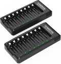 POWEROWL 8 Bay AA AAA Battery Charger 2 Pack, USB High-Speed Charging, by POWEROWL
