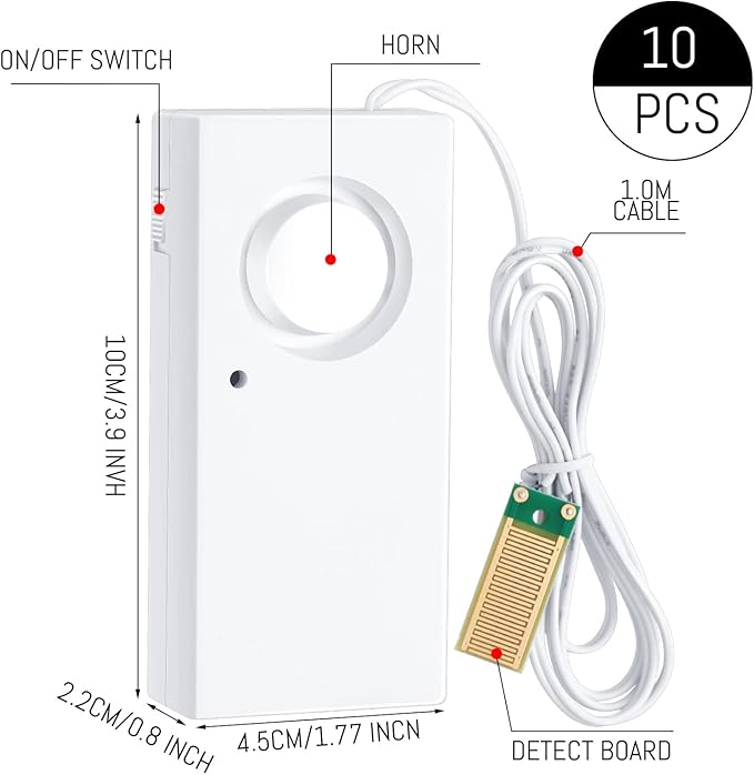 Hoteam 20 Pcs Water Sensor Alarm Leak Detector 120db Water Leak Alarm 9v - Image 4