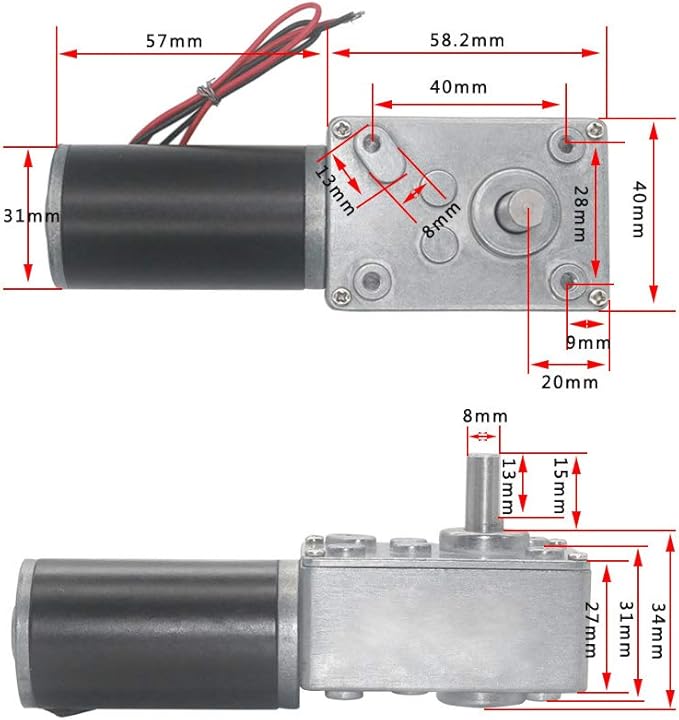 Reversible Gear Motor, 24V 8mm Shaft Gear Motor High Torsion Speed Reduce - Image 5