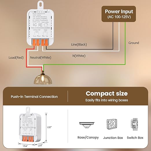 SURAIELEC Wireless Light Switch & Receiver Kit, 15A RF Remote Control Wall - Image 3