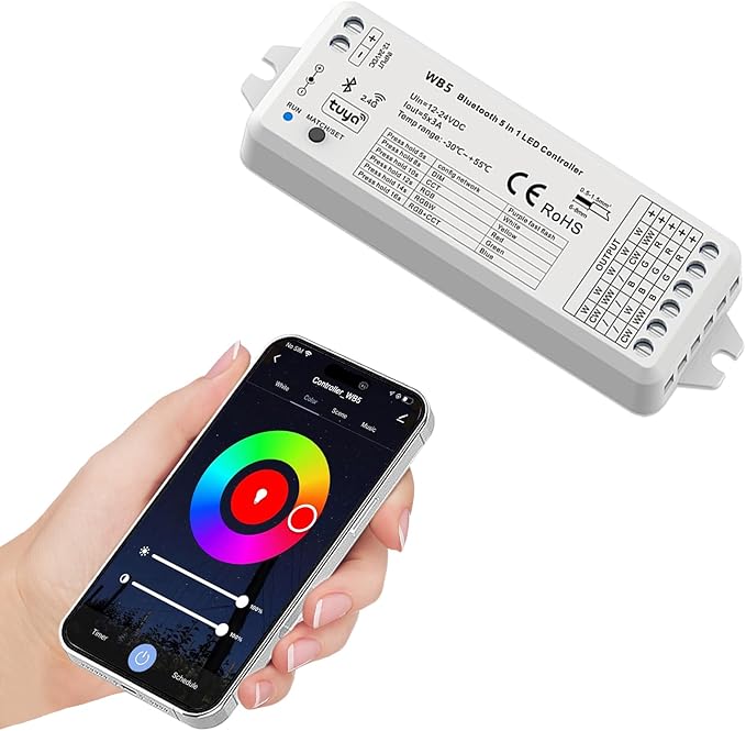 icever 5in1 WB5 LED Controller Bluetooth Control 2.4GHz Dimmable CCT RGB RGBW by icever