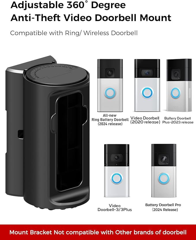 KMOUANTS Adjustable 360° Degree Doorbell Angle Mount Compatible - Image 2