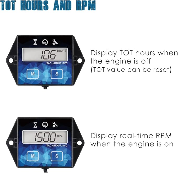 2 Pieces Runleader Small Engine Timer, Digital Tachometer, Maintenance Reminder - Image 2