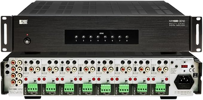 OSD Audio MX1680 GEN2 8 Zone Amplifier 16Ch x 80W, Class D, Front Panel On/Off by OutdoorSpeakerDepot