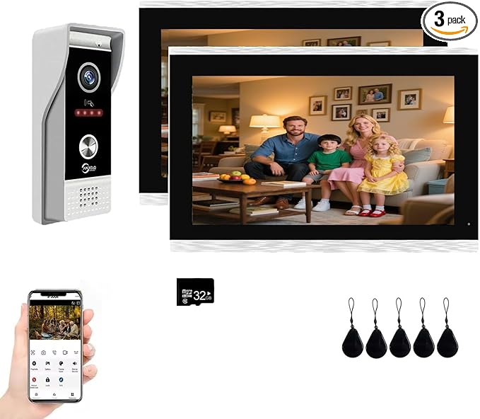 Video Doorbell Intercom System, 10 Inches Touch Screen Video Doorbell Door by ANJIELOSMART