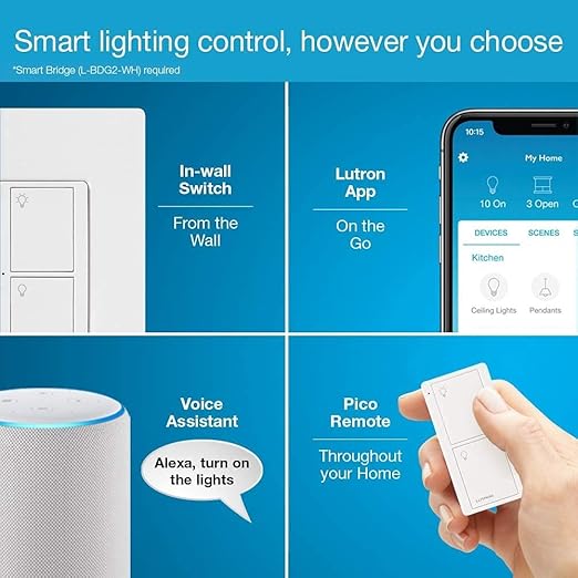 Lutron Caseta Original Smart Light Switch 5 Pack, - Image 4
