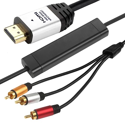 HDMI to RCA 10FT Cable with IC, HDMI Male to 3-RCA SV AV Cable Video Audio - Image 2