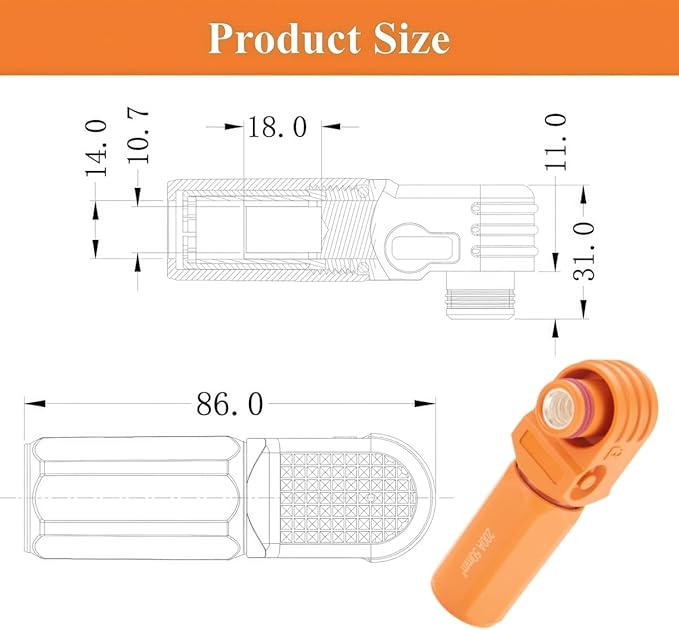 Right Angle Energy Storage System Power Connector IP67 Waterproof 200A 50mm² - Image 5