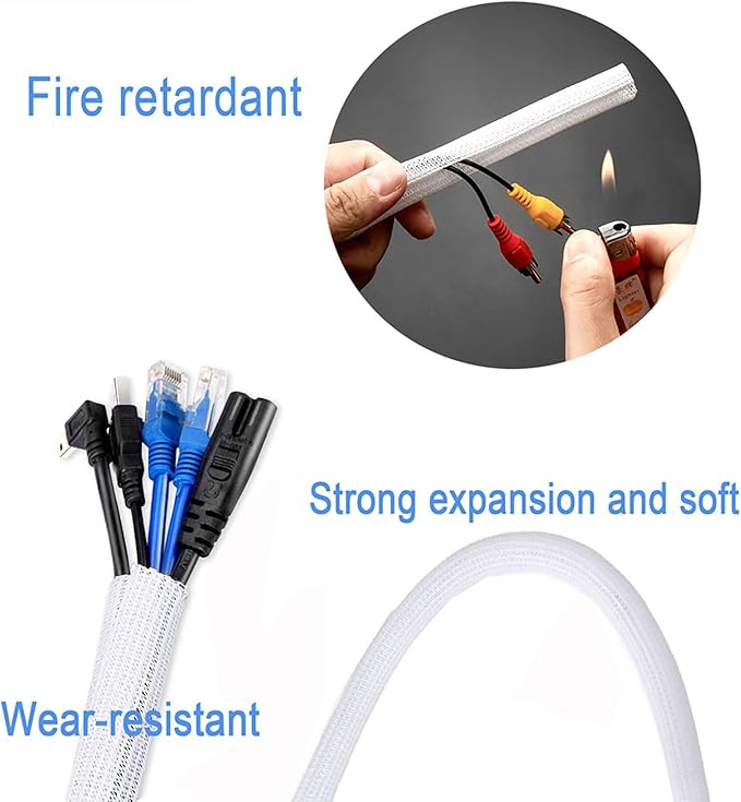 QCSIW 1/2" x 10ft Black/White Cable Sleeve - Image 3