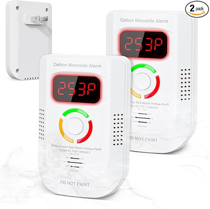 2 Pack Carbon Monoxide Detector, Plug-in Wall Carbon Monoxide Gas Detector by Dellershownow