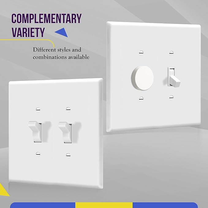 ENERLITES Jumbo Double Toggle Switch Cover, Large Two Gang Light Switch Wall - Image 6