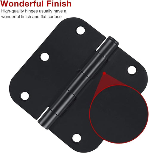 90 Pack Rounded Matte Black Door Hinges 3.5 Inch 5/8" Radius - Image 2