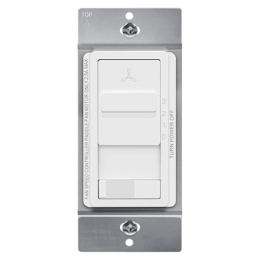 TOPGREENER Kalide Light Switch and 3-Speed Ceiling Fan Control Combo, in Wall by TOPGREENER