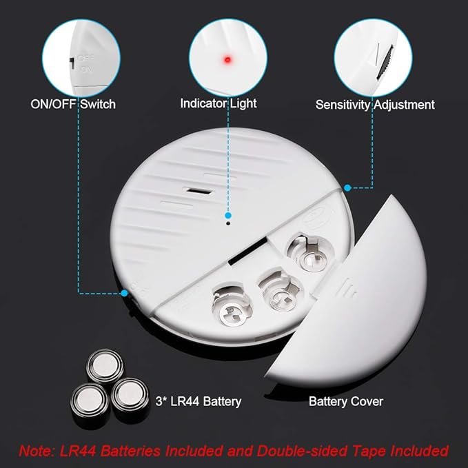 Wsdcam Glass Break Sensor Alarm 125dB Ultra-Slim Wireless Glass Break Detector - Image 4