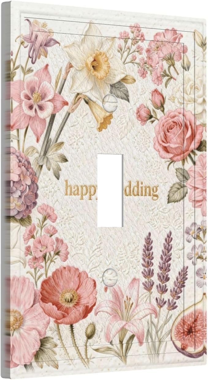 Bvtewkhz Floral Plant Watercolor Flowers 1 Gang Single Toggle Decorative Outlet - Image 2